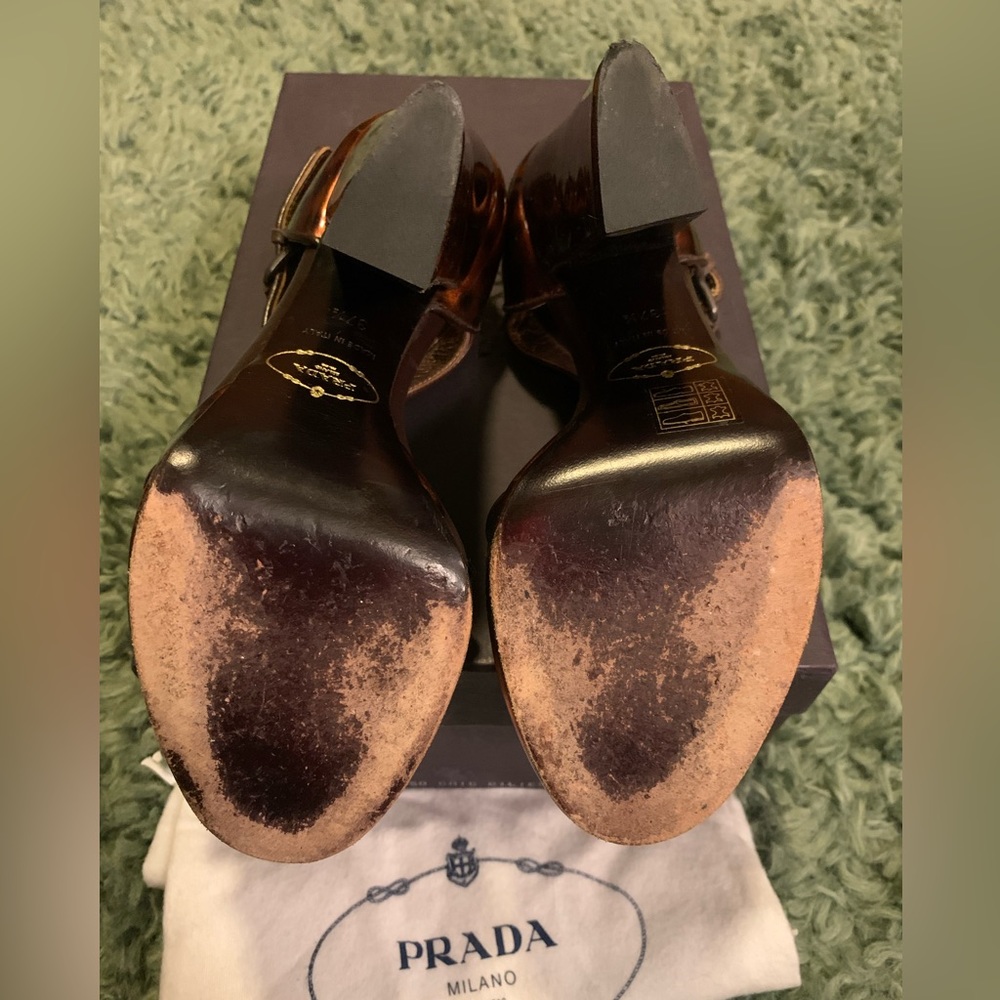 Prada Platform Tortoiseshell Leather Sandals 37 - image 5